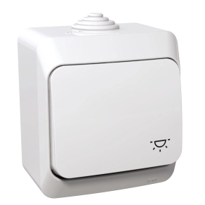 Schneider Electric Cedar Plus - WDE000513 - Egypólusú nyomó, lámpajellel, IP44, fehér