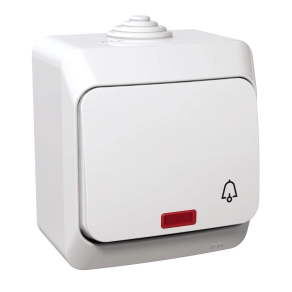 Schneider Electric Cedar Plus - WDE000515 - Egypólusú nyomó csengőjellel, jelzőfénnyel, IP44, fehér