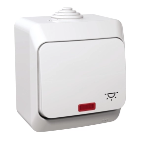 Schneider Electric Cedar Plus - WDE000516 - Egypólusú nyomó lámpajellel, jelzőfénnyel, IP44, fehér