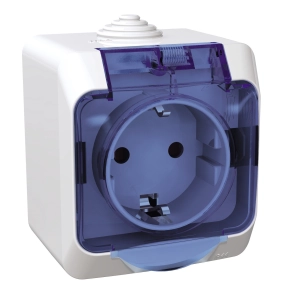 Schneider Electric Cedar Plus - WDE000543 - 2P+F csatlakozóaljzat, biztonsági zsaluval, átlátszó csapófedéllel, IP44, fehér