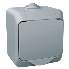   Schneider Electric Cedar Plus - WDE000641 - 2P+F csatlakozóaljzat, biztonsági zsaluval, csapófedéllel, IP44, szürke