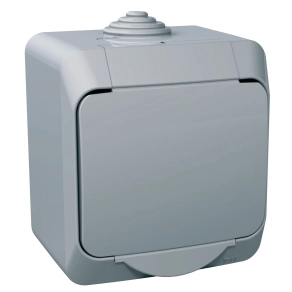 Schneider Electric Cedar Plus - WDE000641 - 2P+F csatlakozóaljzat, biztonsági zsaluval, csapófedéllel, IP44, szürke