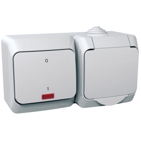 Schneider Electric Cedar Plus - WDE000503 - 2P+F csatlakozóaljzat, kétpólusú jelzőfényes kapcsolóval, IP44, fehér