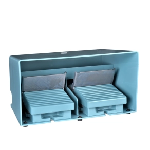 Schneider Electric Harmony XPE - XPEM5100D - lábkapcsoló, két pedálos, 1 fokozatú, 2x 1NO+1NC, védőtetővel, fém, kioldóval, kék