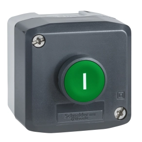 Schneider Electric Harmony XALD - XALD102E - tokozott nyomógomb, 1 zöld nyomógomb, 1NO+1NC, "I" felirat