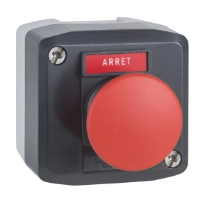 Schneider Electric Harmony XALD - XALD164 - tokozott gombafejű nyomógomb, 1 piros visszatérő nyomógomb, 1NC, "Arrét" felirat