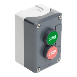 Schneider Electric Harmony XALD - XALD215 - tokozott nyomógomb, 1 piros - 1 zöld nyomógomb, 1NC+1NO, "Start" "Stop" feliratok