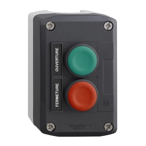 Schneider Electric Harmony XALD - XALD241 - tokozott nyomógomb, 2 zöld nyomógomb, 2NO, "Ouverture" "Fermeture" feliratok