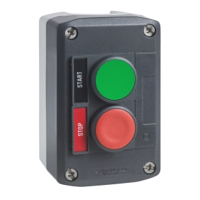 Schneider Electric Harmony XALD - XALD211H29 - tokozott nyomógomb, 1 piros - 1 zöld nyomógomb, 1NC+1NO, "Start" "Stop" felirati címkék