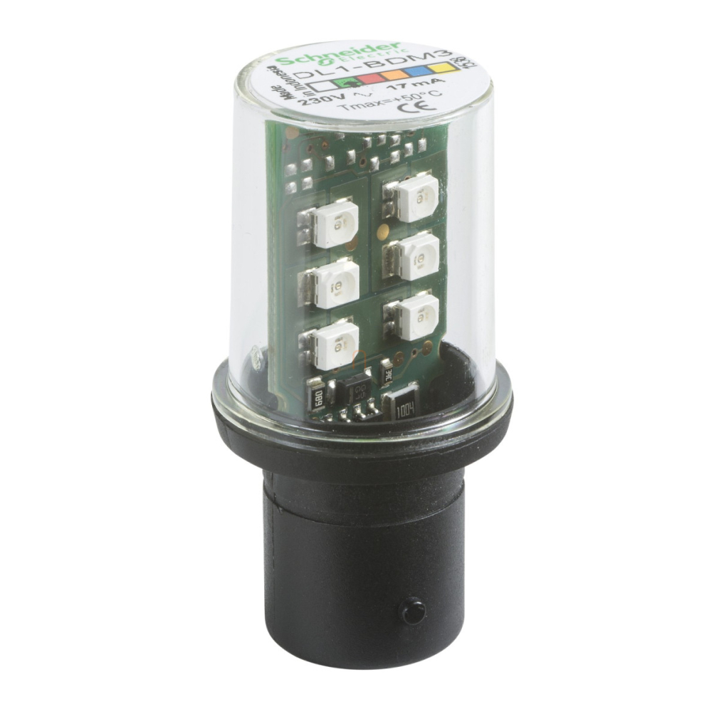 DL1BDM3 LED-es izzó, BA15d foglalat, 230V, zöld Schneider