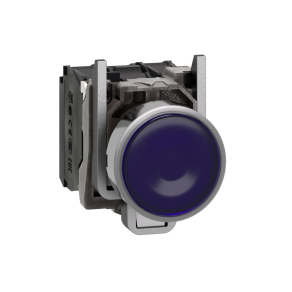   Schneider Electric Harmony XB4 - XB4BW36G5 - komplett fém LED világító nyomógomb, Ø22, visszatérő, 1NO+1NC, 120VAC, kék