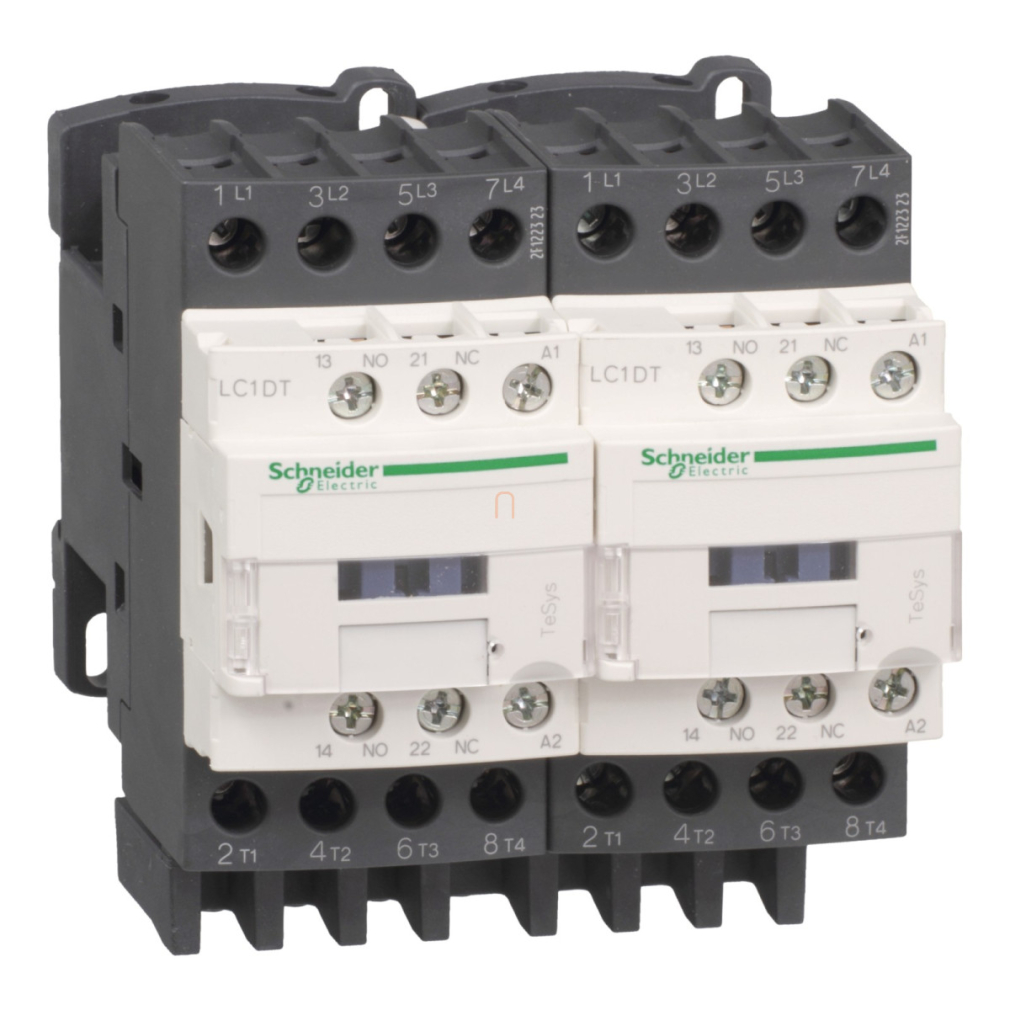 AC irányváltó, 25A (AC1), csavaros csatlakozású, 4Z pólus, Tekercs: 230V AC, LC2DT25P7 Schneider