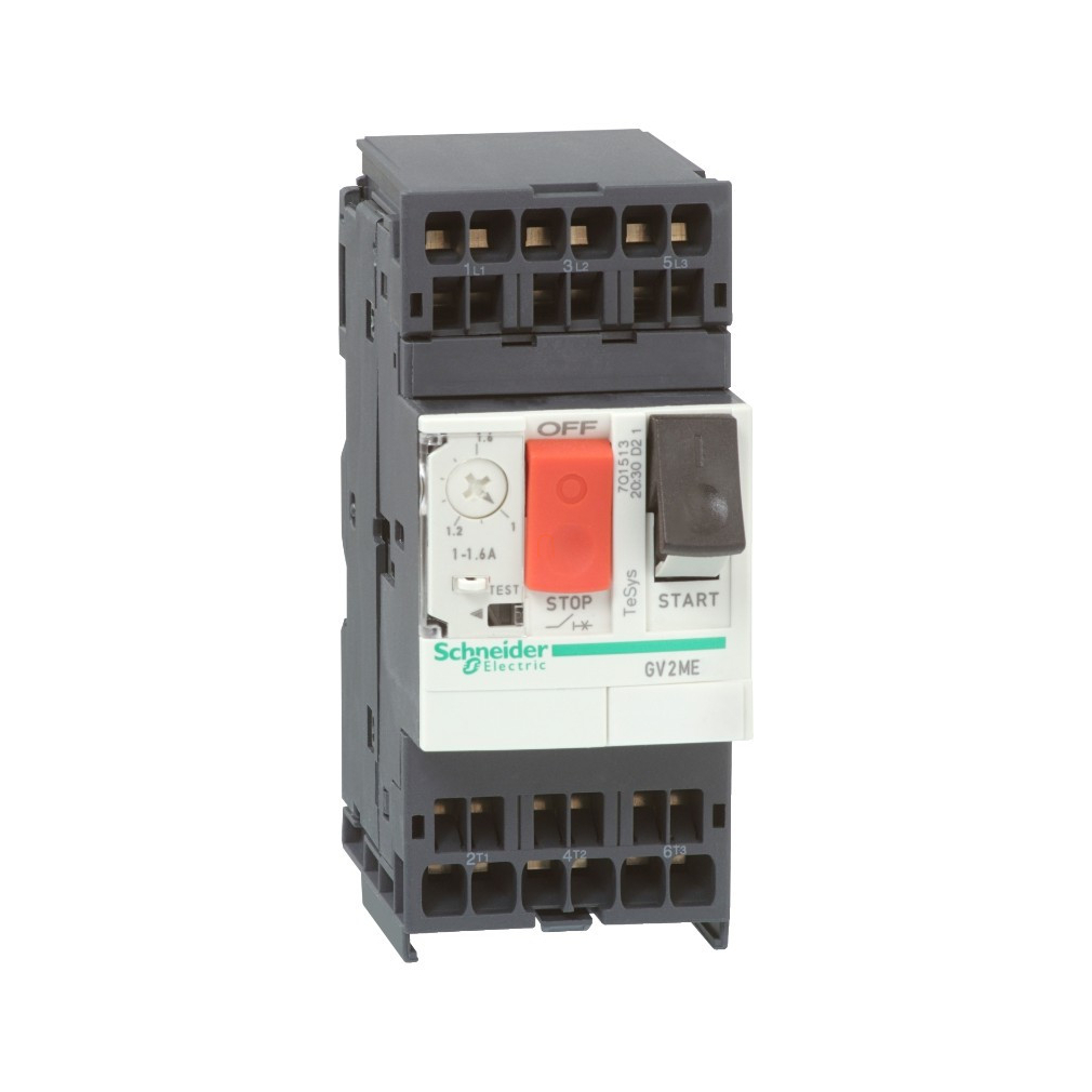 GV2 Motorvédő kapcsoló  6…10A, nyomóbillentyűs, rugós csatlakozás, 50/60Hz GV2ME143