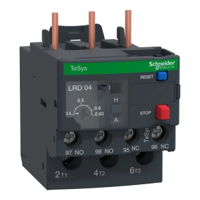 Schneider Electric TeSys LR.D - LRD04 - Hőkioldó 10 - es osztályú, 0,4..0,63A, D09…D38 - hoz, csavaros csatlakozás