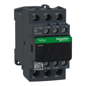 Schneider Electric TeSys D - LC1D25BD - DC mágneskapcsoló, 11kW/25A (400V, AC3) , csavaros csatlakozás, 1Z+1NY