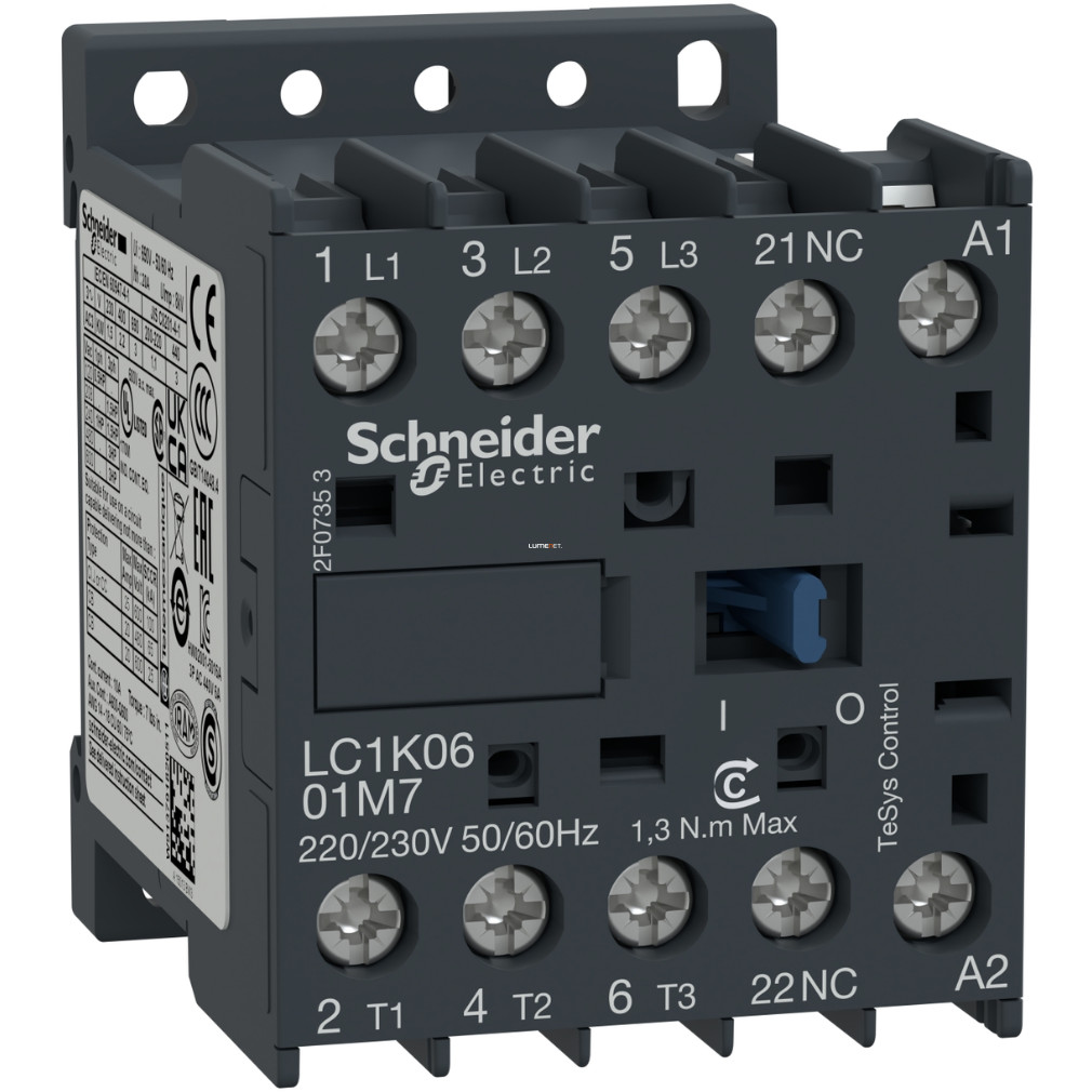 Schneider mágneskapcsoló 6A, AC, 50/60 Hz
