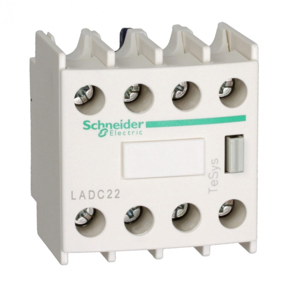 Schneider segédérintkező blokk, homloklapi, 2Z+2NY, csavaros csatlakozás, átlapolt LADC22