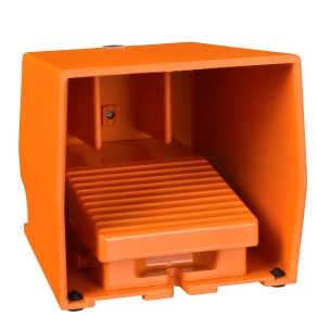 Schneider Electric Harmony XPE - XPER611 - lábkapcsoló, 2 fokozatú, 1NO+2NC, védeőtetővel, fém, narancssárga