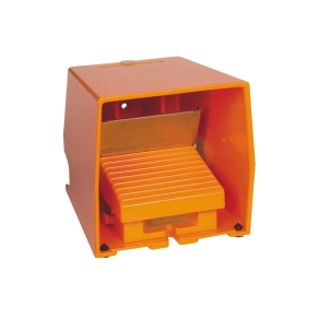 Schneider Electric Harmony XPE - XPER711 - lábkapcsoló, 2 fokozatú, 1NO+2NC, védeőtetővel, fém, kioldóval, narancssárga
