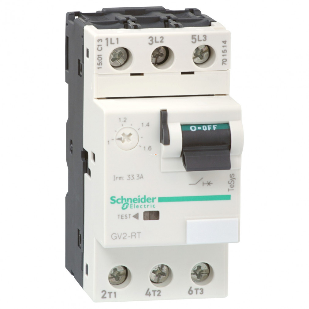 Schneider motorvédő kapcsoló GV2 0,4-0,63A, billenős, csavaros csatlakozás, 50/60Hz (GV2RT04)
