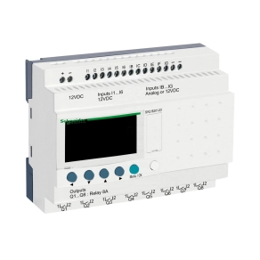   Schneider Electric Zelio Logic - SR2B201JD - programozható relé, kompakt, LCD kijelző, 6 DI + 6 DI/AI, 8 DO relés, belső órával, 12 VDC