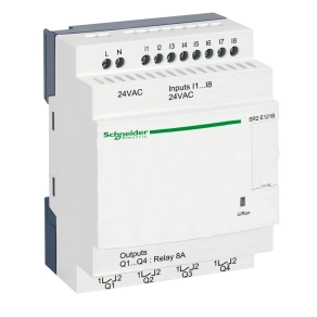   Schneider Electric Zelio Logic - SR2E121B - programozható relé, kompakt, kijelző nélkül, 8 DI, 4 DO relés, belső órával, 24 VAC