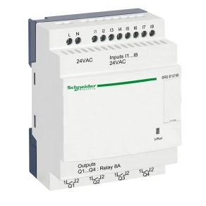 Schneider Electric Zelio Logic - SR2E121B - programozható relé, kompakt, kijelző nélkül, 8 DI, 4 DO relés, belső órával, 24 VAC