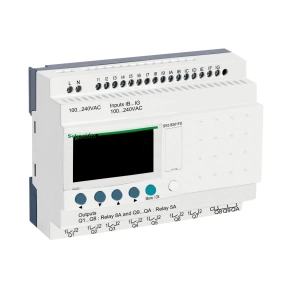   Schneider Electric Zelio Logic - SR3B261FU - programozható relé, bővíthető, LCD kijelző, 16 DI,10 DO relés, belső órával, 230 VAC