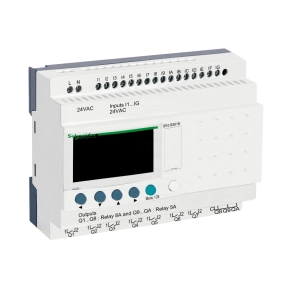   Schneider Electric Zelio Logic - SR3B261B - programozható relé, bővíthető, LCD kijelző, 16 DI,10 DO relés, belső órával, 24 VAC