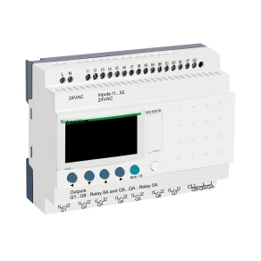 Schneider Electric Zelio Logic - SR3B261B - programozható relé, bővíthető, LCD kijelző, 16 DI,10 DO relés, belső órával, 24 VAC