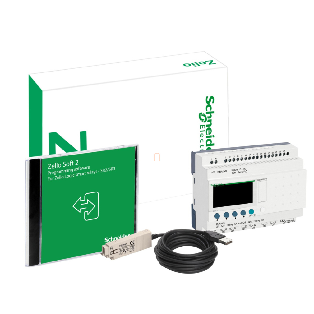 Zelio Pack 26I/O,100-240VAC, csat.káb., CD SR3PACK2FU Schneider