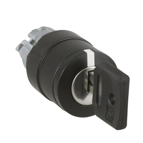   Schneider Electric Harmony XB4 - ZB4BG027 - fém választókapcsoló fej, Ø22, 455 kulcsos, jobboldali pozícióban kivehető, 2 állású, fekete perem