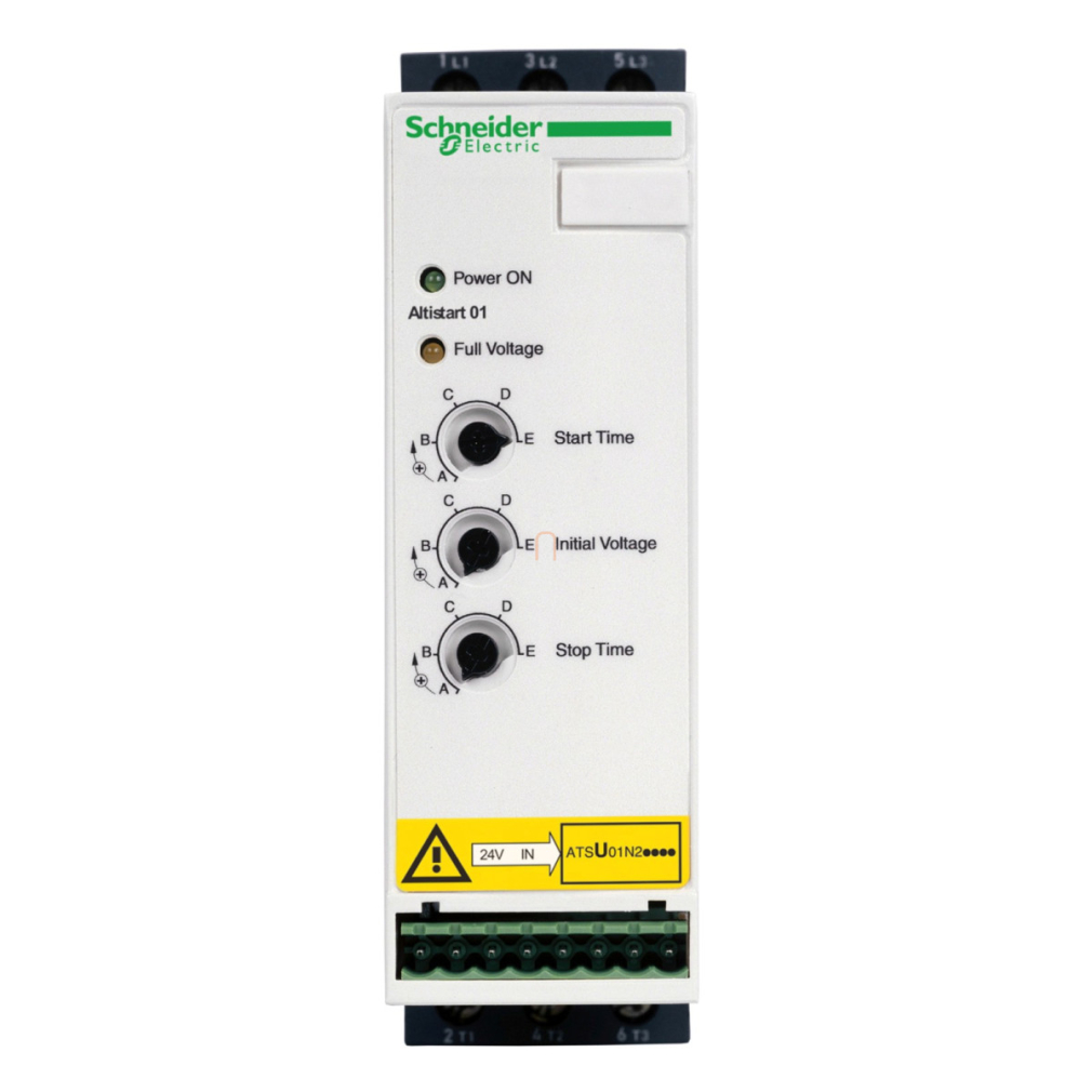 Altistart 01 lágyindító / lágyleállító TeSys U-hoz, 22A, 11kW, 3f, 200-480VAC ATSU01N222LT Schneider
