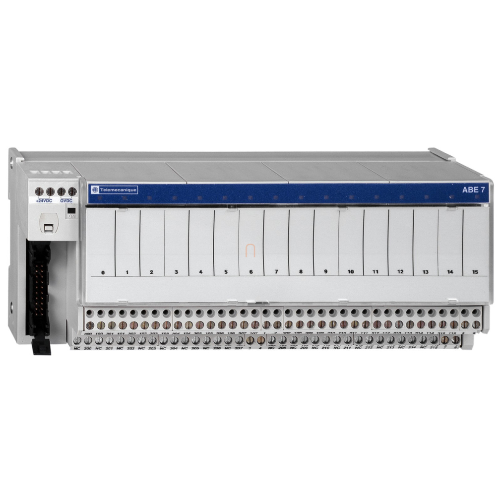 Modicon ABE7 elosztóblokk, 12 mm 1CO EMR relés, 5A, 16ki digitális csatorna, ABR7S33 relével ABE7R16T330 Schneider