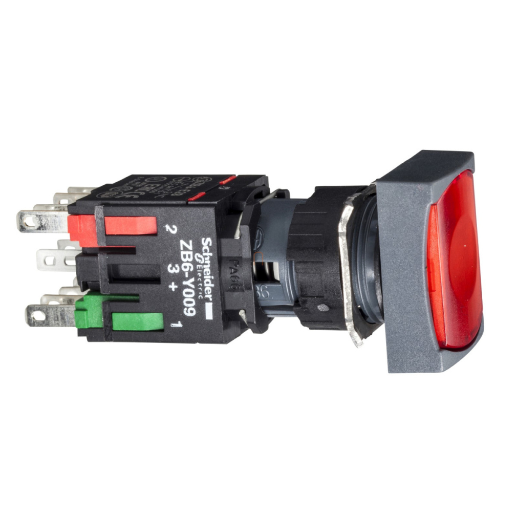 XB6-DW4B5B Világító nyomógomb, téglalap pirosN/O+N/C Schneider