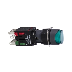 Schneider Electric Harmony XB6 - XB6AE3B5B - Ø16 komplett világító nyomógomb, kerek, zöld, N/O+N/C