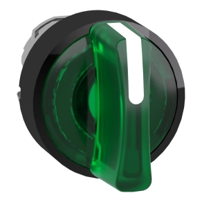 Schneider Electric Harmony XB4 - ZB4BK15337 - fém világító választókapcsoló fej, Ø22, 3 állású, zöld, közép visszatérő, fekete perem