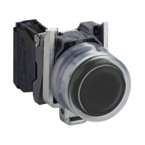   Schneider Electric Harmony XB4 - XB4BP21 - komplett fém nyomógomb, Ø22, gumisapkás, kiálló, visszatérő, 1NO, fekete