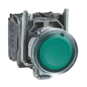 Schneider Electric Harmony XB4 - XB4BW3365 - komplett fém BA9s izzós világító nyomógomb, Ø22, visszatérő, 1NO+1NC, 250V, zöld