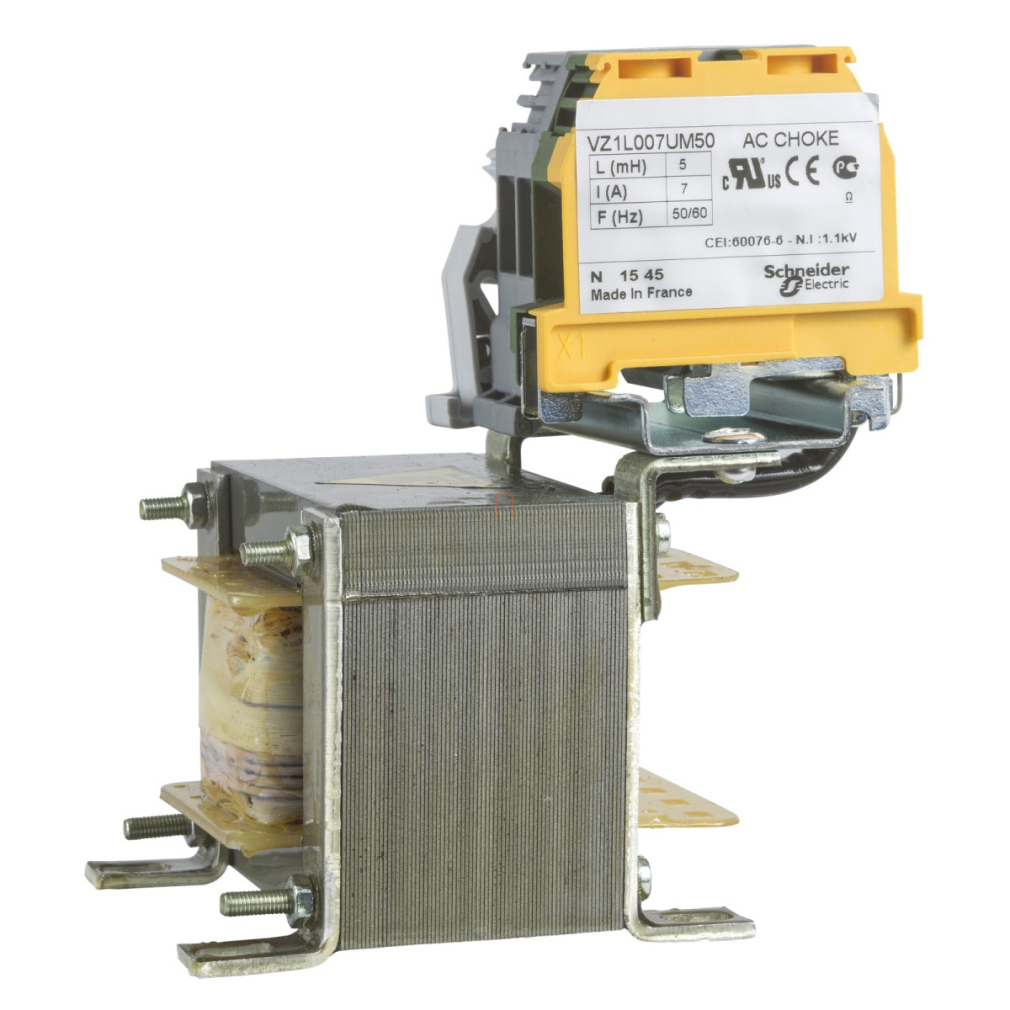 Hálózati fojtó 5 mH 7A 1 fázis ATV320 (1f 550-750W) és Lexium hajtásokhoz VZ1L007UM50 Schneider