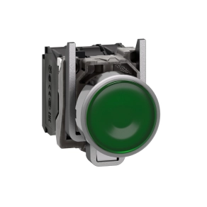 Schneider Electric Harmony XB4 - XB4BW33G5 - komplett fém LED világító nyomógomb, Ø22, visszatérő, 1NO+1NC, 120VAC, zöld