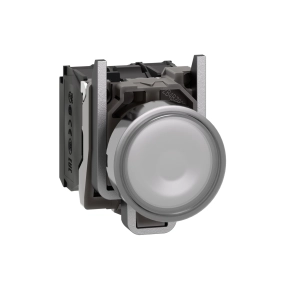 Schneider Electric Harmony XB4 - XB4BW31M5 komplett fém LED világító nyomógomb, Ø22, visszatérő, 1NO+1NC, 230VAC, fehér