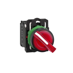   Schneider Electric Harmony XB5 - XB5AK124B5 - komplett műanyag LED világító választókapcsoló, Ø22, 2 állású, 24 V, 1NO+1NC, piros