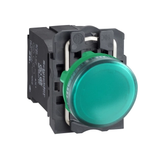 Schneider Electric Harmony XB5 - XB5AV43 - komplett műanyag BA9s izzós jelzőlámpa, Ø22, 230VAC, zöld
