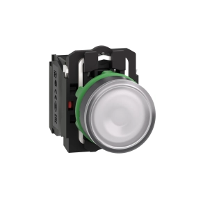 Schneider Electric Harmony XB5 - XB5AW31G5 - komplett műanyag LED világító nyomógomb, Ø22, visszatérő, 1NO+1NC, 120VAC, fehér