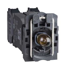 Schneider Electric Harmony XB5 - ZB5AW045 - műanyag jelzőlámpa és érintkező blokk rögzítő aljzattal, BA9s izzós, transzformátoros, 1NO+1NC, 230VAC