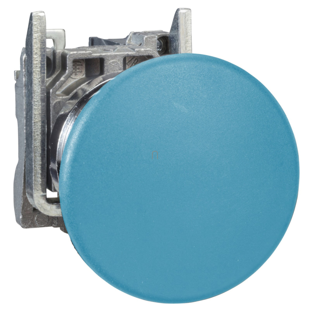 ATEX D gombafejű nyomógomb 40mm, fém, 1NO, kék XB4BC61EX Schneider