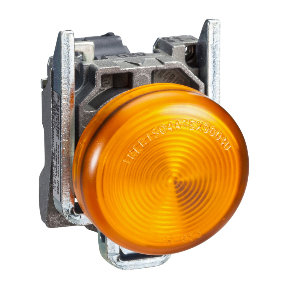 ATEX D LED jelzőlámpa, fém, sárga, 24VAC/DC XB4BVB5EX Schneider