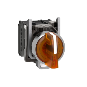   Schneider Electric Harmony XB4 - XB4BK135M5 - komplett fém LED világító választókapcsoló, Ø22, 3 állású, 230 VAC, 1NO+1NC, narancs