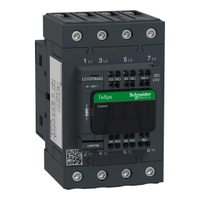 Schneider Electric TeSys D - LC1DT80A3BD - 4 pólusú Everlink mágneskapcsoló AC1 415V 80A rugós vezérlő sorkapoccsal 24V DC